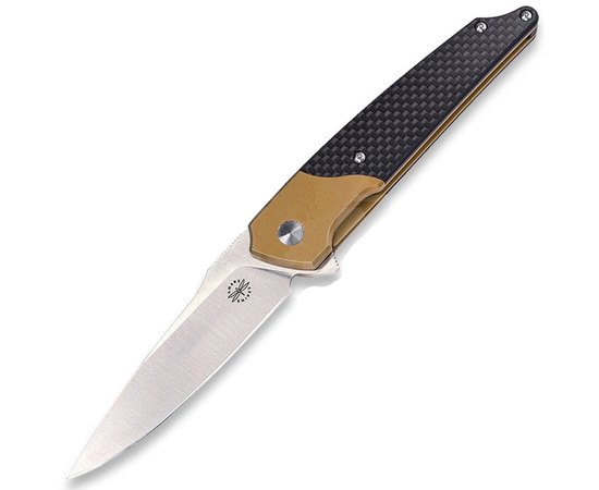 Ніж Amare Knives "Pocket Peak Folder" золотий 201 802, Колір: Чорний/Золотий, Марка сталі: Sandvik 14C28N, Матеріал рукояті: Склотекстоліт (G10)