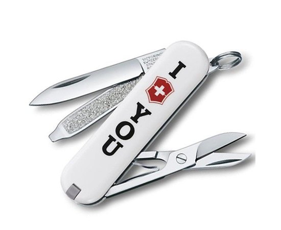 Нож Victorinox Сlassic-SD The Gift 0.6223.857, Цвет : Белый, Марка стали: Нержавеющая сталь, Материал рукояти: Нейлон