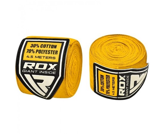 Бинты боксерские RDX Fibra Yellow 4.5 м (546_10406), Цвет: Жёлтый