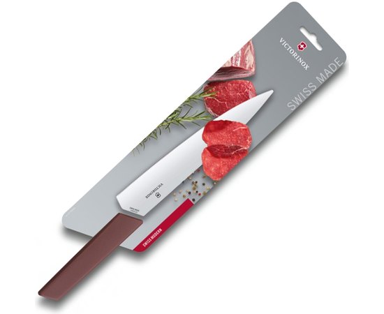 Ніж кухонний Victorinox Swiss Modern, 22 см, бордовий 6.9016.221B