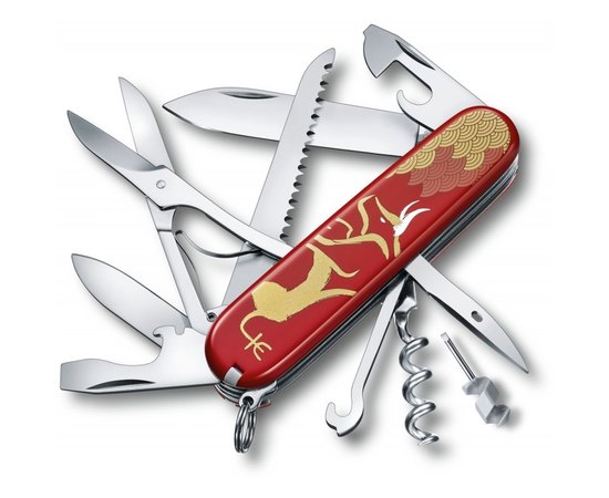 Ніж Victorinox Huntsman Year of the Ox 1.3714.E10, Колір: Year of the Ox, Марка сталі: Нержавіюча сталь, Матеріал рукояті: Целлідор