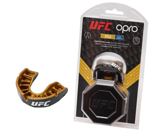 Капа OPRO Junior Gold UFC Hologram Black Metal/Gold (art.002266001)