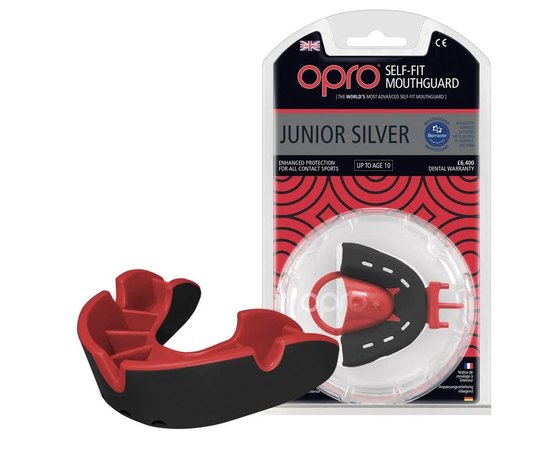 Капа для бокса OPRO Junior Silver Black/Red (art.002190001), Цвет: Чёрный/Красный