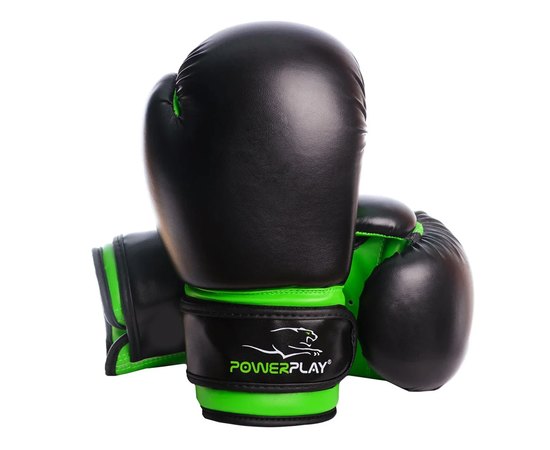 Боксерські рукавички PowerPlay 3004 JR Чорно-зелені 6 ун (PP_3004JR_6oz_Black / Green), Вага: 6 унцій