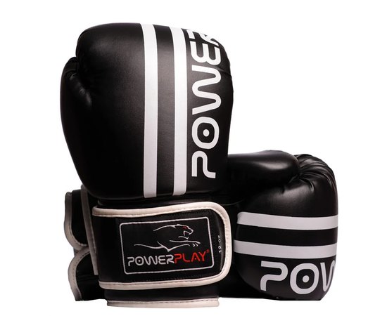 Боксерские перчатки PowerPlay 3010 Черно-белые 10 ун (PP_3010_10oz_Black/White), Вес: 10 унций