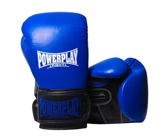 Боксерские перчатки PowerPlay 3015 Синие [натуральная кожа] 14 ун (PP_3015_14oz_Blue), Вес: 14 унций