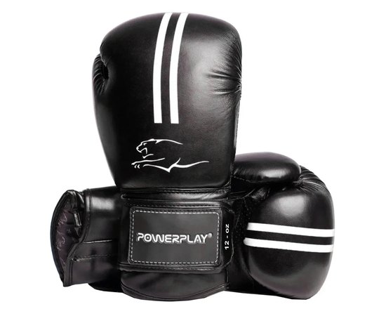 Боксерські рукавички PowerPlay 3016 Чорно-білі 12 ун (PP_3016_12oz_Black / White), Вага: 12 унцій