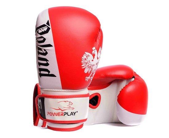 Боксерские перчатки PowerPlay 3021-1 Poland красно-белые 12 ун (PP_3021_2P_12oz_Red_White), Вес: 12 унций