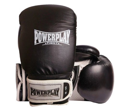 Боксерські рукавички PowerPlay 3019 Чорні 16 ун (PP_3019_16oz_Black), Вага: 16 унцій