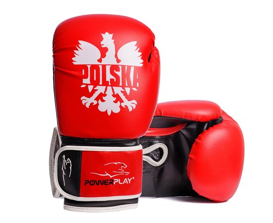 Боксерские перчатки PowerPlay 3021-1 Poland Красно-черные 10 ун (PP_3021_1P_10oz_Red_Black), Вес: 10 унций