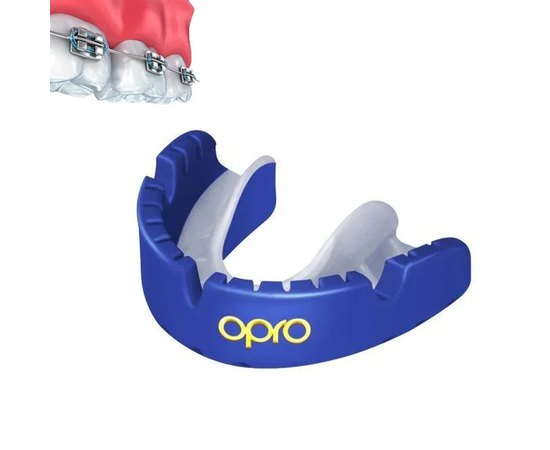 Капа для бокса OPRO Self-fit GEN4 Gold Braces Prl Blue/Prl (art.002227006), Цвет: Синий