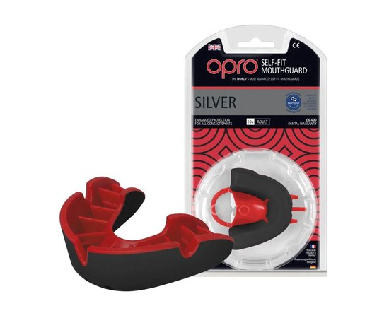 Капа для боксу OPRO Silver Black/Red (art.002189001), Колір: Чорний/Червоний