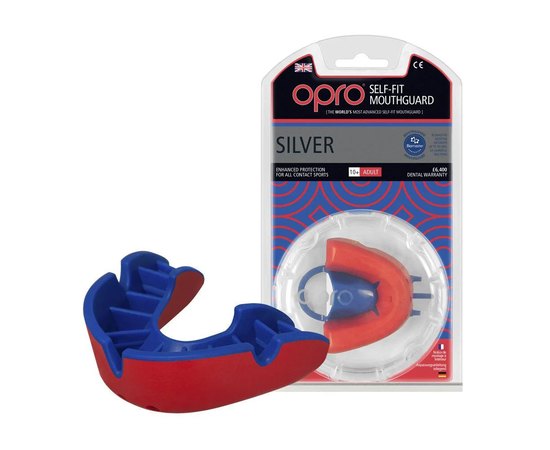 Капа для боксу OPRO Silver Red/Blue (art.002189005), Колір: Синій/Червоний