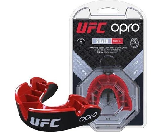 Капа для боксу OPRO Silver UFC Hologram Black/Red (art.002259002)