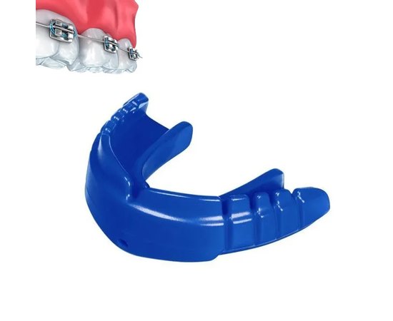 Капа для бокса OPRO Snap-Fit FOR BRACES Electric Blue+Strap (art.002318003), Цвет: Синий