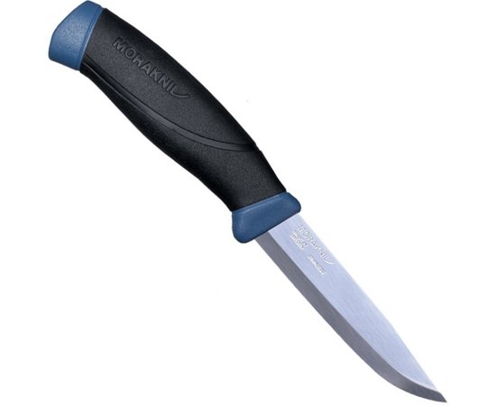 Ніж Morakniv Companion, блістер, navy blue 13214, Колір: Navy Blue, Марка сталі: Sandvik 12C27, Матеріал рукояті: Прогумований пластик