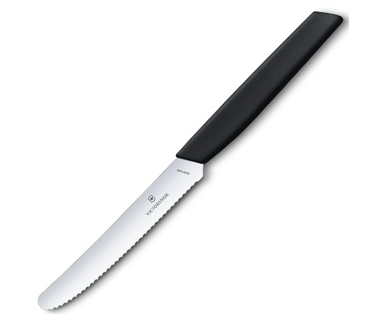 Ніж кухонний Victorinox Swiss Modern Tomato & Sausage чорний 6.9003.11W, Колір: Чорний, Марка сталі: Нержавіюча сталь