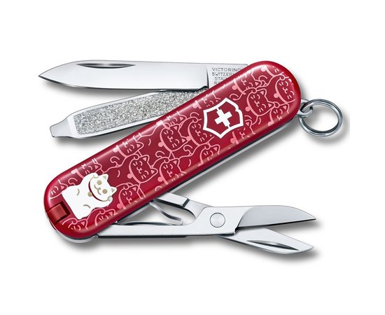 Нож Victorinox Classic Le Lucky Cat 0.6223.L2106, Цвет : Le Lucky Cat, Марка стали: Нержавеющая сталь, Материал рукояти: Пластик