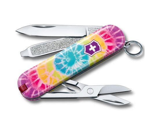 Нож Victorinox Classic Le Tie Dye 0.6223.L2103, Цвет : Tie Dye, Марка стали: Нержавеющая сталь, Материал рукояти: Пластик