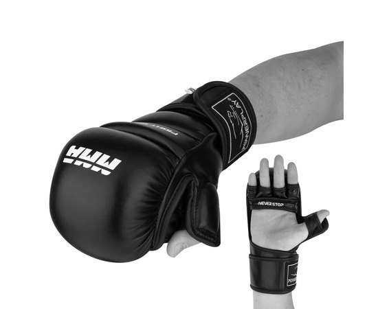 Рукавички для MMA PowerPlay 3026 чорні XL (PP_3026_XL_Black), Розмір: XL